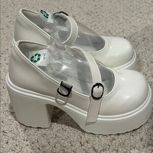 Platform Mary Jane Heels in White